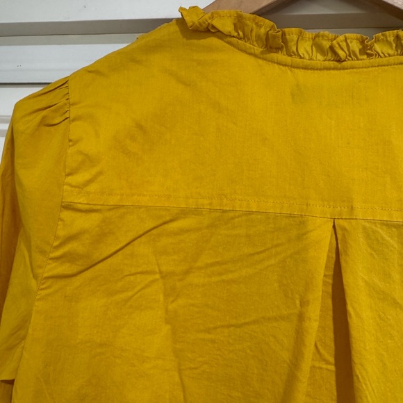 J.Crew gold Yellow Eyelet Ruffle Popover bib Blouse Top Shirt - Picture 10 of 10
